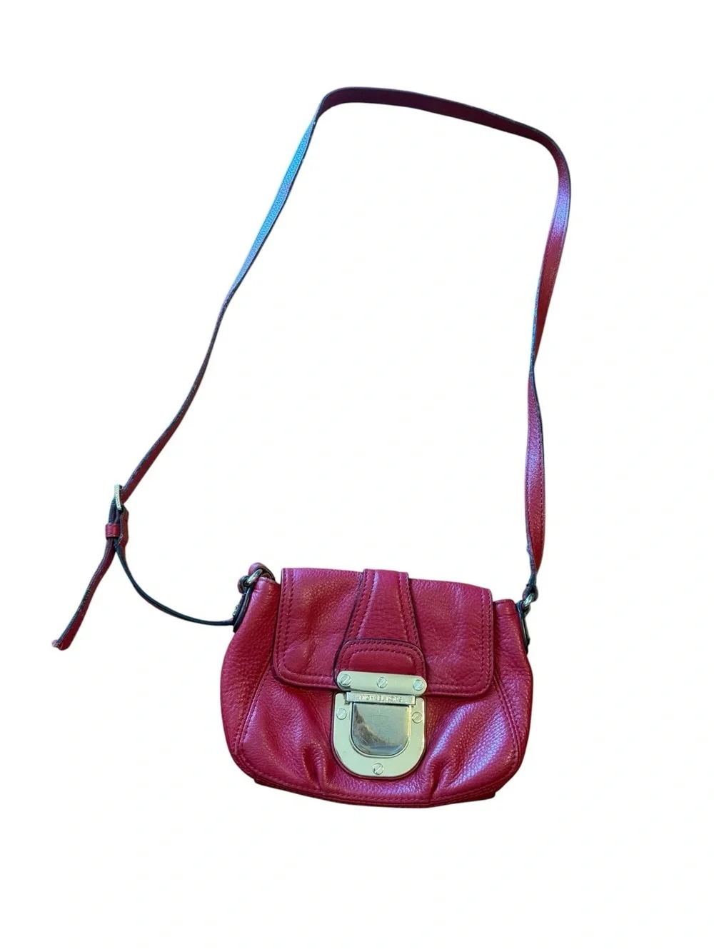 Michael KORS Crimson Leather Crossbody with Gold Push-Lock